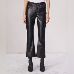 NWT Rag and Bone Casey Black Faux Leather Flare Pants size 24